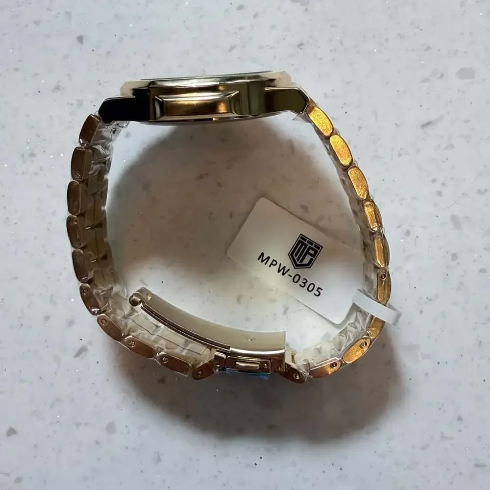 Montres Prestige MPW-0305 Men's Watch with Tiffany Blue Dial and Gold-Tone Case